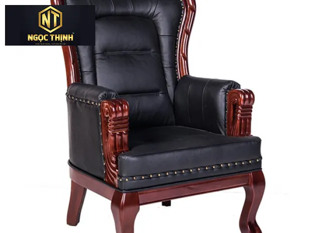 Ghế lãnh đạo cao cấp, chân tĩnh, khung ghế gỗ tự nhiên TQ23